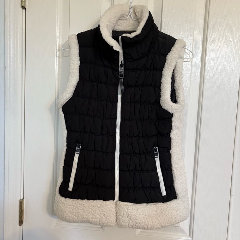 Calvin Klein Black and Cream Puffer Vest